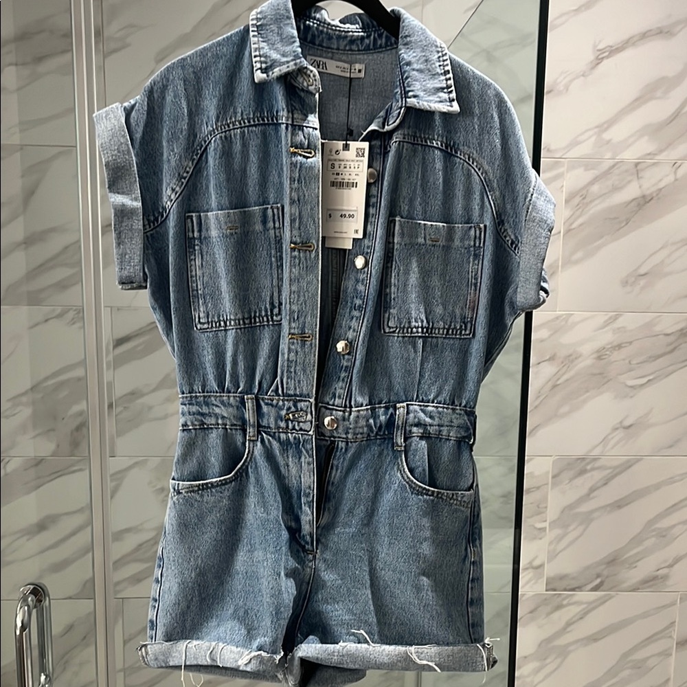 Denim Short Sleeve Romper
